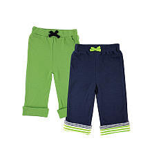 Yoga Sprout Boys 2 Pack Navy/Lime Cuffed Pants