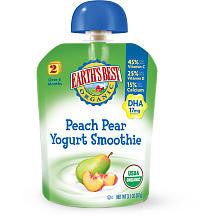 Earth's Best DHA Peach Pear Yogurt Smoothie Pouch - 3.1 Ounce