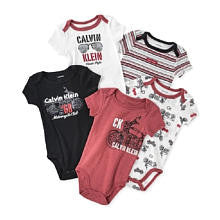 Calvin Klein Boys 5 Pack Motorcycle Short Sleeve Assorted Bodysuits