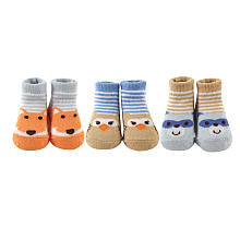 Luvable Friends Boys 3 Pack Little Animal Faces Socks Newborn Gift Set- 0-9 Months