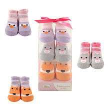 Luvable Friends Girls 3 Pack Little Animal Faces Socks Newborn Gift Set- 0-9 Months