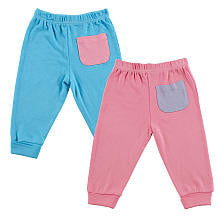 Hudson Baby Girls 2 Pack Blue/Pink Bamboo Pants with Back Pocket Detail