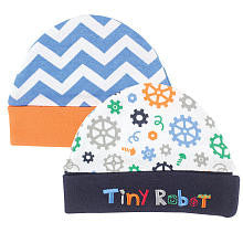 Hudson Baby Boys 2 Pack Tiny Robot Hats- 0-6 Months