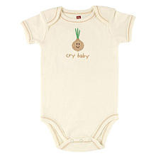 Hudson Baby Neutral 'Cry Baby' Onion Organic Short Sleeve Bodysuit