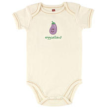 Hudson Baby Neutral 'Eggcellent' Eggplant Organic Short Sleeve Bodysuit