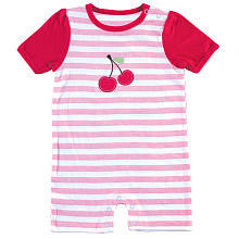 Hudson Baby Girls Pink Striped Romper with Cherry Applique