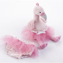 Baby Aspen Girls "Fancy Pants" Plush Flamingo & Bloomer Diaper Cover Gift Set- 0-6 Months