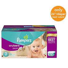 Pampers Cruisers Size 3 Diapers Economy Plus Pack - 174 Count - ($0.26/Ea.)