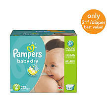 Pampers Baby Dry Size 2 Diapers Economy Plus Pack - 222 Count - ($0.21/Ea.)