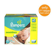 Pampers Swaddlers Size 1 Diapers Super Economy Pack - 216 Count - ($0.21/Ea.)