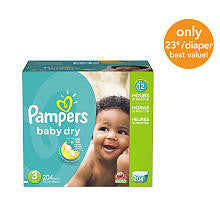 Pampers Baby Dry Size 3 Diapers Economy Plus Pack - 204 Count - ($0.23/Ea.)