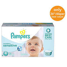 Pampers Swaddlers Sensitive Size 4 Diapers Economy Plus Pack - 128 Count - ($0.36/Ea.)