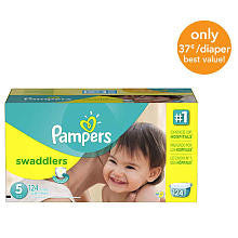 Pampers Swaddlers Size 5 Diapers Economy Plus Pack - 124 Count - ($0.37/Ea.)