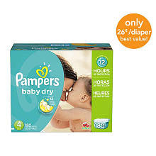 Pampers Baby Dry Size 4 Diapers Economy Plus Pack - 180 Count - ($0.26/Ea.)