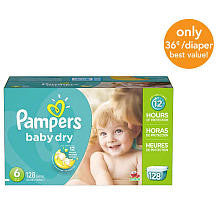 Pampers Baby Dry Size 6 Diapers Economy Plus Pack - 128 Count - ($0.36/Ea.)