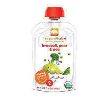 Happy Baby Organic Baby Food Pouch - Stage 2 - Broccoli Peas Pear Pouch