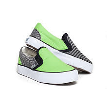 XOLO Boys Green and Black/White Striped Sk8ter Slip On Shoes