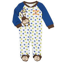 Koala Baby Boys Printed Raglan Snap Front Footie