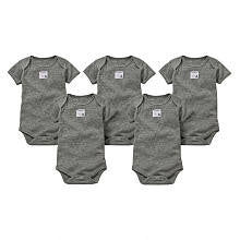 Burt's Bees Baby Neutral 5 Pack Organic Grey Solid Short Sleeve Bodysuits