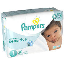 Pampers Swaddlers Sensitive Size 1 Diapers Jumbo Pack - 30 Count