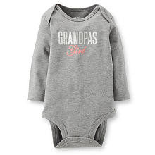 Carter's Girls Long Sleeve Heather Grey "Grandpa's Girl" Glitter Slogan Bodysuit