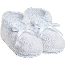 Tictactoe Girls White Crochet Bootie with Embroidery Boxed Gift Set- 0-6 Months