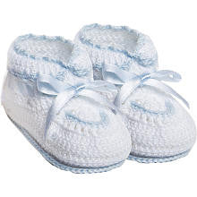 Tictactoe Boys Blue Crochet Bootie with Ribbon Trim Boxed Gift Set- 0-6 Months