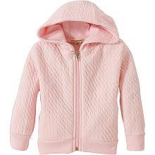 Burt's Bees Baby Girls Organic Pink Quilted Long Sleeve Front Snap Hooded Cardigan