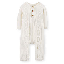 Carter's Girls Ivory Cable Knit Sweater Coverall