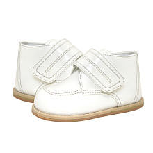 Josmo Boys White Leather Boots with Strap Closure