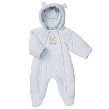 Little Me Boys' Blue Bear Quilted Hooded Pram