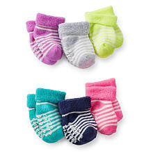 Carter's Girls 6 Pack Striped Socks - 3-12 Months