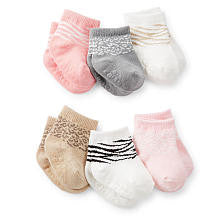 Carter's Girls 6 Pack Animal Socks - 3-12 Months