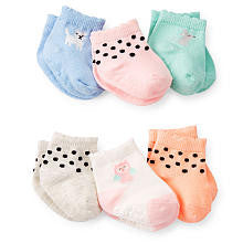 Carter's Girls 6 Pack Critter Socks - 3-12 Months