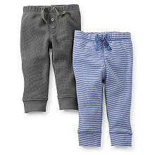 Carter's Boys 2 Pack Olive and Blue Striped Thermal Pants