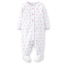 Carter's Girls Purple/White Floral Printed Terry Footie