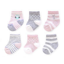 Carter's Girls 6 Pack Pink/Grey Socks - 3-12 Months