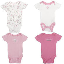 Koala Baby Girls' 4 Pack Pink Short Sleeve Bodysuits