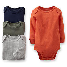 Carter's Boys 4 Pack Solid Long Sleeve Bodysuits