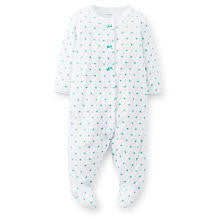 Carter's Girls Blue/White Floral Printed Terry Footie