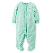 Carter's Girls Mint Green Terry Footie with Mouse Turn Me Around Applique and Foot Art