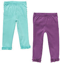 Koala Baby Girls' 2 Pack Purple/Aqua Ruffled Knit Pants