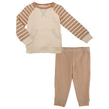 Koala Baby Organic Boys' 2 Piece Tan/Beige Raglan Long Sleeve Top and Pants Playwear Set