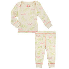 Koala Baby Organic Girls' 2 Piece Ivory/Pink Wish Long Sleeve Top and Ruffled Pants Set