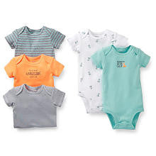 Carter's Boys 5 Pack "Mommy's Little Guy/Handsome" Solid/Print Bodysuits