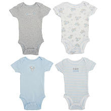 Koala Baby Boys' 4 Pack Blue/Gray Short Sleeve Bodysuits