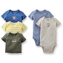 Carter's Boys 5 Pack Sports Theme Solid/Striped Bodysuits