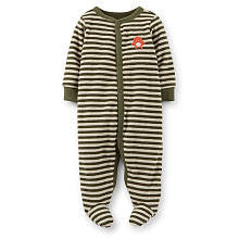 Carter's Boys Olive Striped Terry Footie