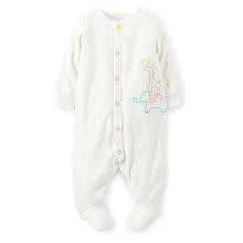 Carter's Neutral Ivory Terry Footie with Animal Applique