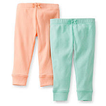 Carter's Girls 2 Pack Mint Green Polka Dot and Solid Peach Pants